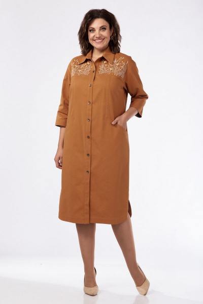 Платье из хлопка и текстиля с кокетками и вышивкой Jurimex 2979 - фото 1