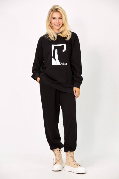 Черный спортивный костюм из трикотажа: брюки и худи Rivoli 3086+3087 чёрный - фото 3