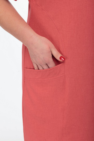 Платье из кружевного полотна с воланами и пуговицами Anelli 301 красный - фото 8