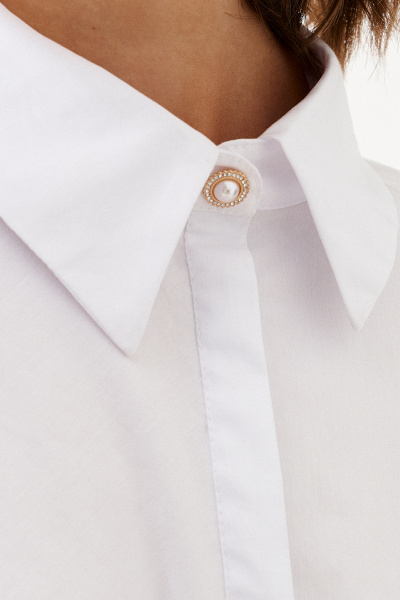 Блуза белая деловая с длинным рукавом и силуэтом Панда 157840w белый - фото 4