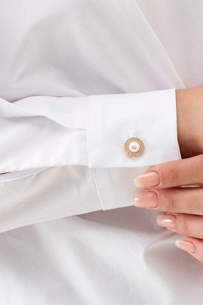 Блуза белая деловая с длинным рукавом и силуэтом Панда 157840w белый - фото 6