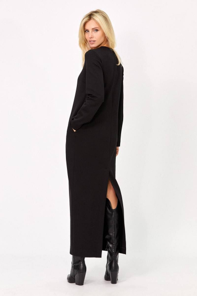 Теплое трикотажное платье макси с карманами и молнией Rivoli 7140 чёрный - фото 6