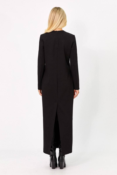 Теплое трикотажное платье макси с карманами и молнией Rivoli 7140 чёрный - фото 5