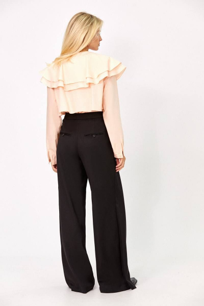 Блуза с воланами и воротником стойка в демисезон Rivoli 2356.4 персиковый - фото 3