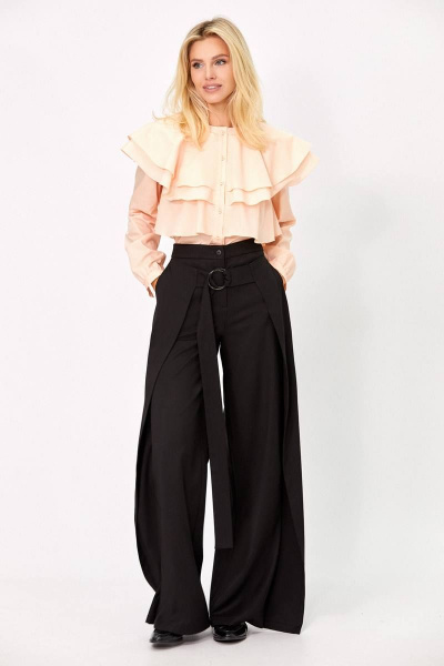 Блуза с воланами и воротником стойка в демисезон Rivoli 2356.4 персиковый - фото 2