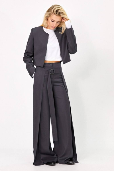 Деловой костюм 2-ка из текстиля: жакет и брюки Rivoli 8047.1+5182.1 графит - фото 1