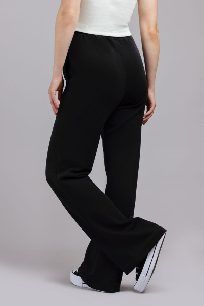 Брюки женские из трикотажа с отстрочкой и карманами Mirolia 1191 чёрный - фото 4