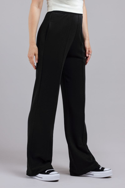 Брюки женские из трикотажа с отстрочкой и карманами Mirolia 1191 чёрный - фото 2