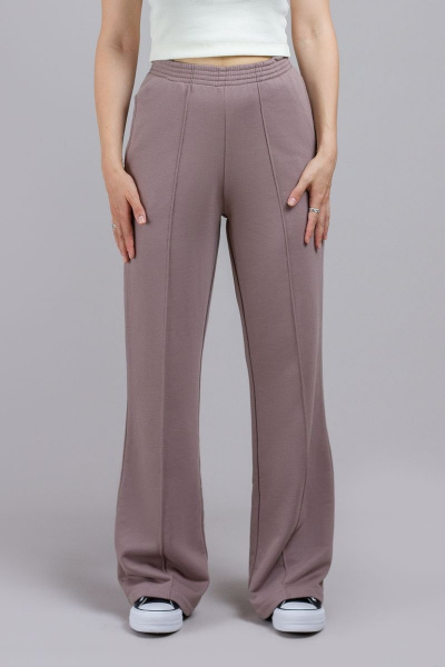 Бежевые спортивные брюки с отстрочками и карманами Mirolia 1191 капучино - фото 2