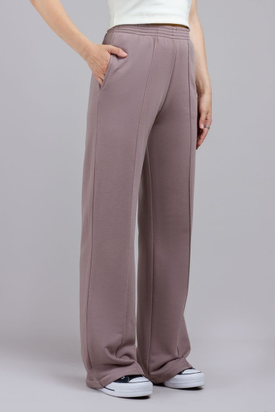 Бежевые спортивные брюки с отстрочками и карманами Mirolia 1191 капучино - фото 1