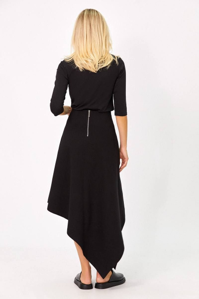 Трапециальная юбка с складками и резинкой из трикотажа Rivoli 4039 чёрный - фото 4