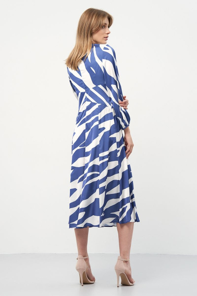 Платье из шелковой вискозы с V-вырезом и сборками Art Ribbon M3903P - фото 7