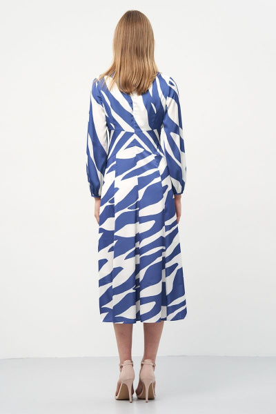 Платье из шелковой вискозы с V-вырезом и сборками Art Ribbon M3903P - фото 6