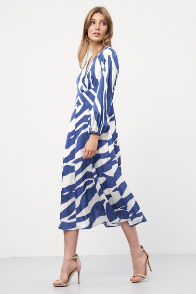 Платье из шелковой вискозы с V-вырезом и сборками Art Ribbon M3903P - фото 2