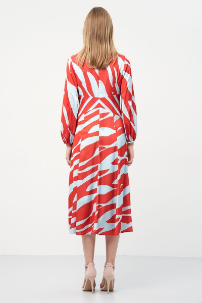 Горизонтальное голубое платье с вырезом лодочкой и вытачками Art Ribbon M3903P_1 - фото 2