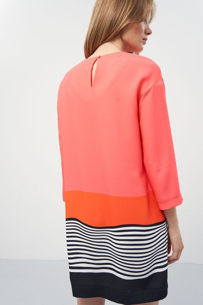 Розовое прямое платье с рукавом 3/4 и застежкой на спинке Art Ribbon M3904P - фото 5