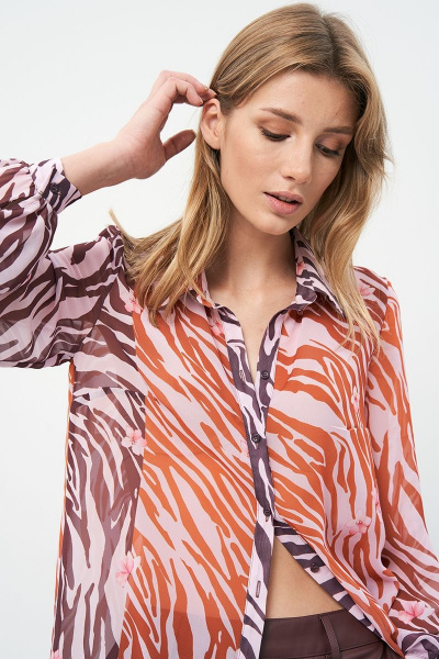 Демисезонная шифоновая туника с воротником-стойкой Art Ribbon M3911T - фото 5