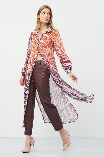 Демисезонная шифоновая туника с воротником-стойкой Art Ribbon M3911T - фото 1