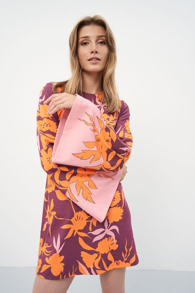 Модное трикотажное платье с длинным рукавом и застежкой на спинке Art Ribbon M3914P - фото 7