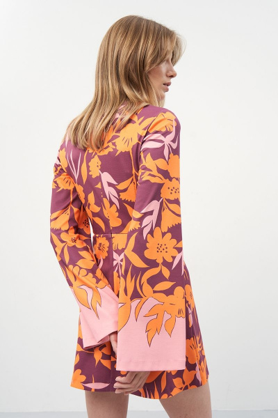 Модное трикотажное платье с длинным рукавом и застежкой на спинке Art Ribbon M3914P - фото 6