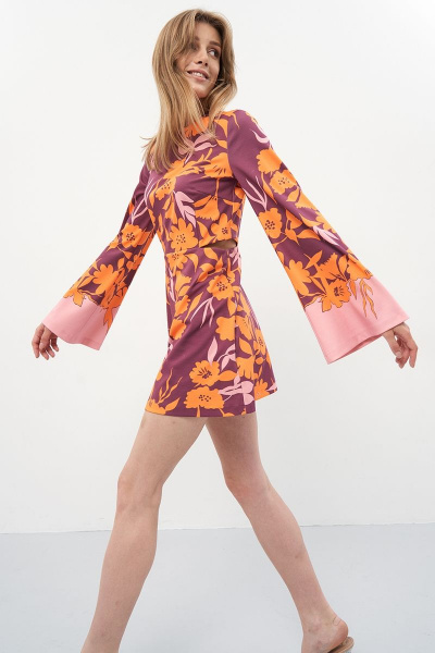 Модное трикотажное платье с длинным рукавом и застежкой на спинке Art Ribbon M3914P - фото 4