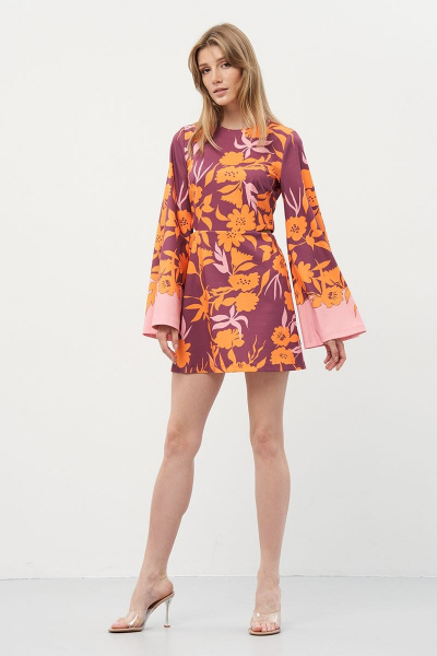 Модное трикотажное платье с длинным рукавом и застежкой на спинке Art Ribbon M3914P - фото 2