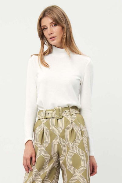 Белый вискозный водолазка с воротником-стойкой Art Ribbon M3925T - фото 1