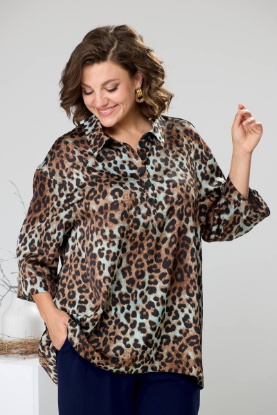 Блуза, брюки, жилет Romanovich Style 3-2510 синий/леопард - фото 7