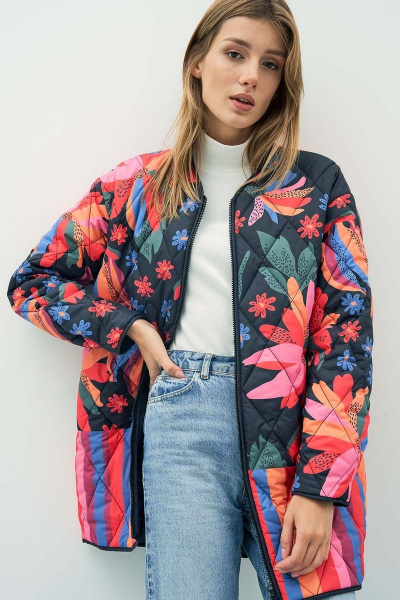 Куртка на демисезон из плащёвой ткани с текстилем Art Ribbon M3937K - фото 8