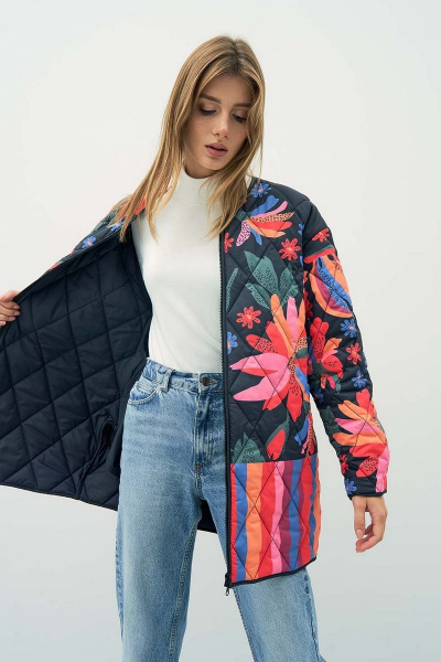 Куртка на демисезон из плащёвой ткани с текстилем Art Ribbon M3937K - фото 7