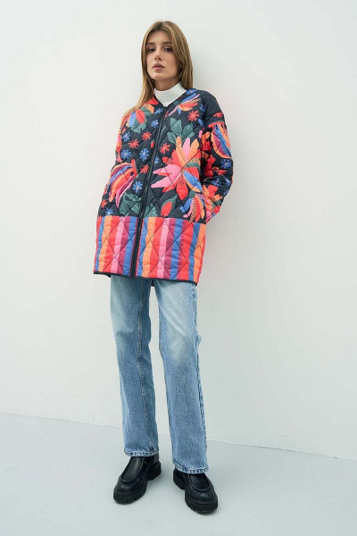 Куртка на демисезон из плащёвой ткани с текстилем Art Ribbon M3937K - фото 6