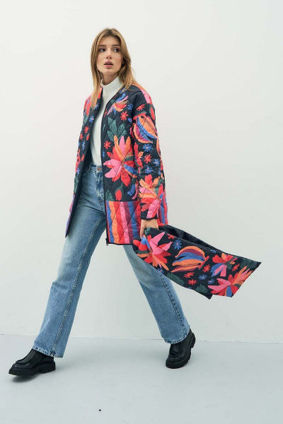 Куртка на демисезон из плащёвой ткани с текстилем Art Ribbon M3937K - фото 5