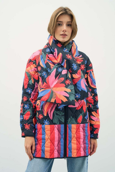 Куртка на демисезон из плащёвой ткани с текстилем Art Ribbon M3937K - фото 1