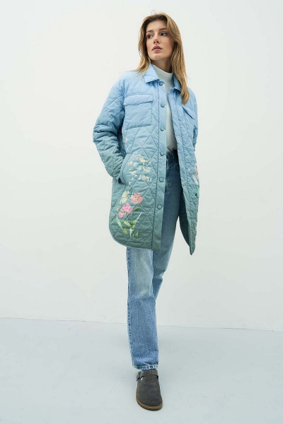 Плащевая куртка прямого силуэта с карманами и застежкой Art Ribbon M3935K - фото 8