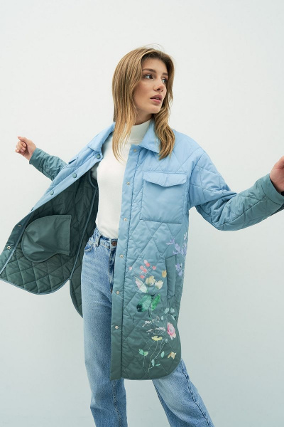 Плащевая куртка прямого силуэта с карманами и застежкой Art Ribbon M3935K - фото 5