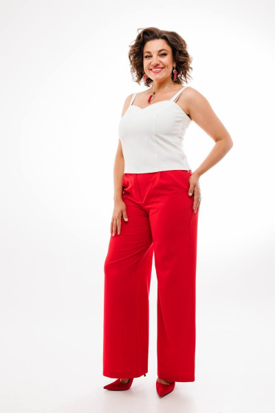 Декоративные красные брюки палаццо с яркими акцентами Anelli 1400 красный - фото 1