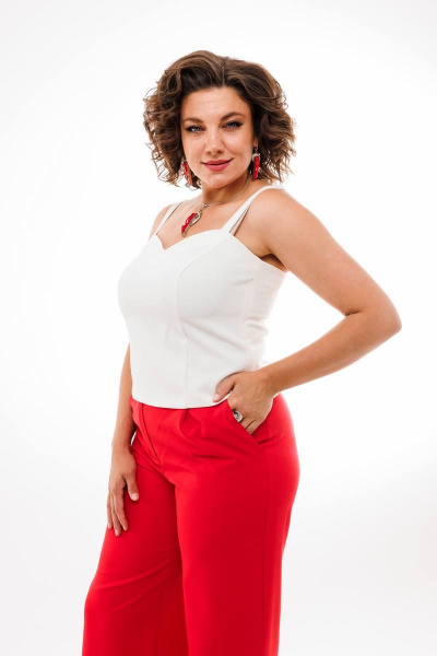 Декоративные красные брюки палаццо с яркими акцентами Anelli 1400 красный - фото 4