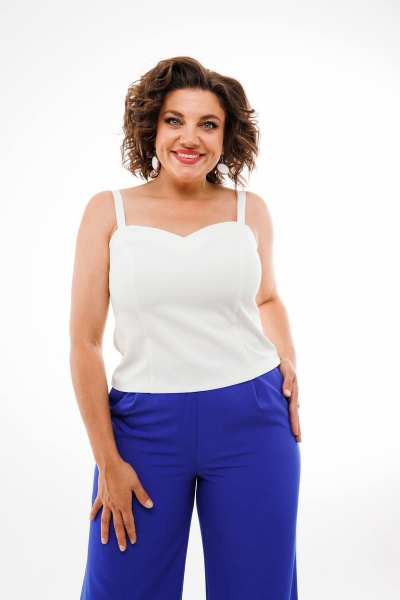 Брюки палаццо из текстиля с яркими контрастными цветами Anelli 1400 василек - фото 4