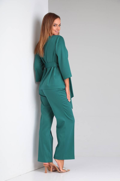 Нарядный комплект с блузой и брюками из костюмной ткани TVIN 4011Л нефрит - фото 8