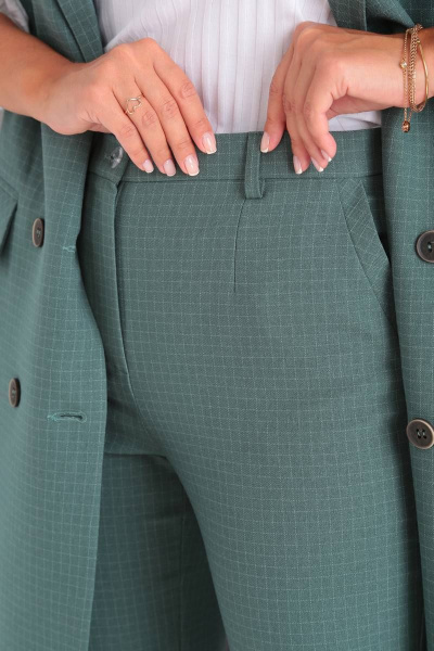 Деловой комплект: блуза, брюки и жилет из трикотажа TVIN 7646 зеленый - фото 9