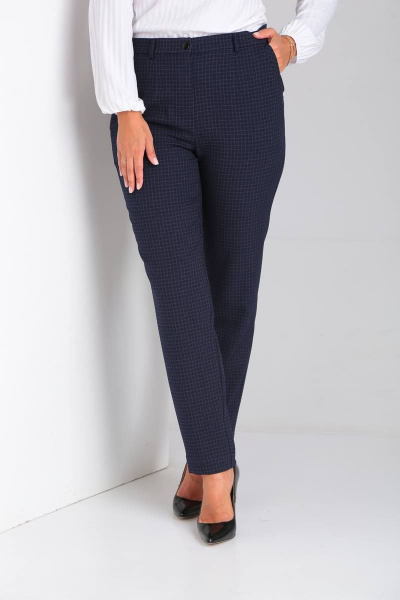 Стильный деловой комплект блуза, брюки и жилет из текстиля TVIN 7646 синий - фото 8