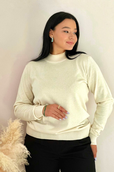 Джемпер бежевый с эластичной стойкой и рукавом Allma J-012 кремовый - фото 3