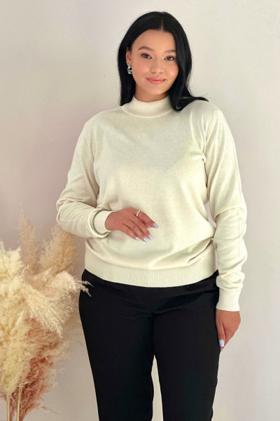 Джемпер бежевый с эластичной стойкой и рукавом Allma J-012 кремовый - фото 1