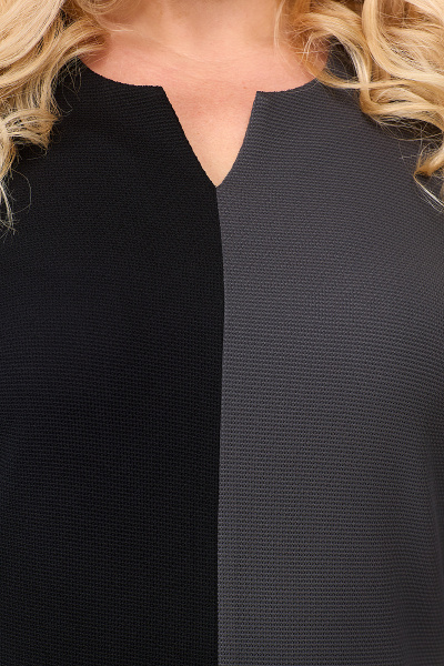 Черное платье из вискозы и трикотажа с разрезами и вырезом Algranda А3949-1 - фото 3