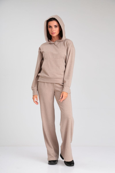 Костюм демисезонный из хлопкового трикотажа с карманом HIT 3099 бежевый-блеск - фото 4