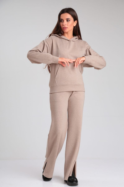 Костюм демисезонный из хлопкового трикотажа с карманом HIT 3099 бежевый-блеск - фото 1