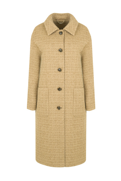 Бежевое демисезонное пальто шерстью и пальтовой тканью Elema 1-12902-1-164 верблюд - фото 5