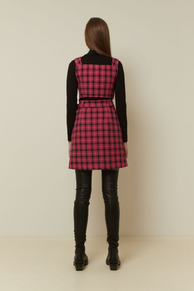 розовый деловой топ из рогожки для демисезона Elema 2К-12848-1-170 фуксия - фото 3