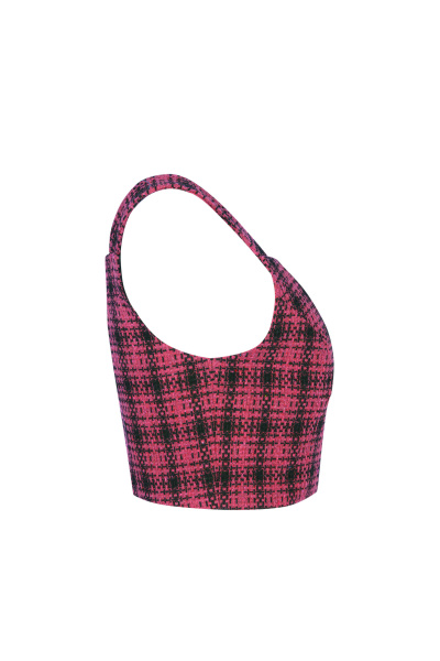 розовый деловой топ из рогожки для демисезона Elema 2К-12848-1-170 фуксия - фото 5