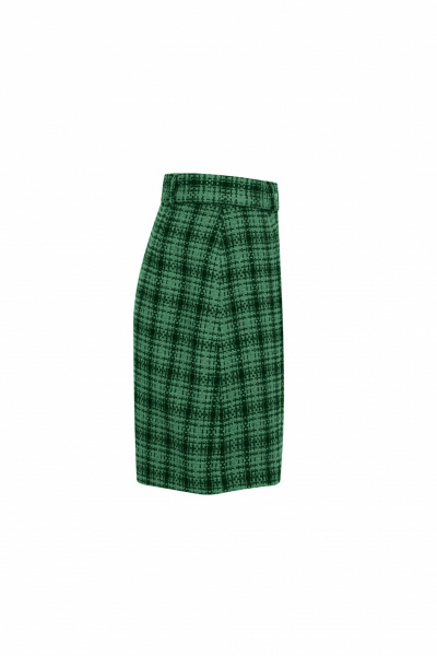 юбка деловой из рогожки короткая с высокой талией Elema 4К-12849-1-164 зелёный - фото 2